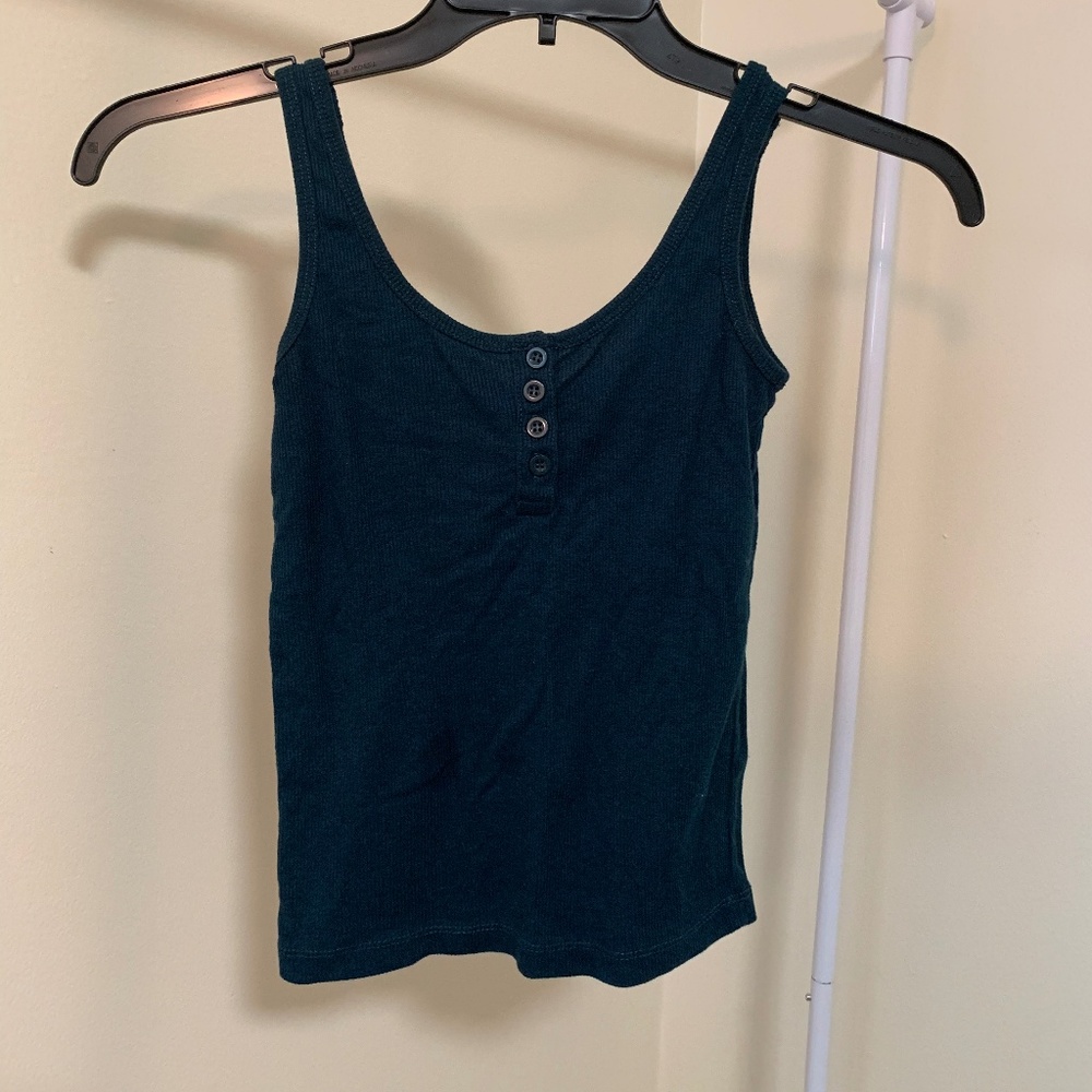 Dark Green Tank Top with Buttons